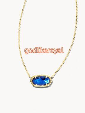 Elisa Gold Pendant Necklace in Navy Abalone